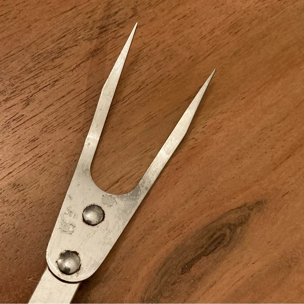 Vintage Stanley Stainless Steel Meat Fork with Unique Curved Keyhole Handle